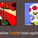Communist yoshi beats toad’s head against a rock several times
