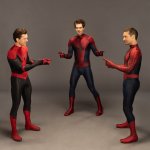 Spidermen pointing at each other