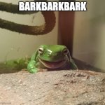 frog croak | BARKBARKBARK | image tagged in smiling fergus | made w/ Imgflip meme maker