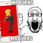 MR BURNS | MR BURNS; MR BURNS | image tagged in soyjak | made w/ Imgflip meme maker