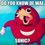 Ugandan Knuckles | DO YOU KNOW DE WAE; SONIC? | image tagged in ugandan knuckles | made w/ Imgflip meme maker