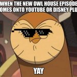 Hooty like | WHEN THE NEW OWL HOUSE EPISODE COMES ONTO YOUTUBE OR DISNEY PLUS; YAY | image tagged in hooty like | made w/ Imgflip meme maker