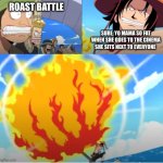 Roasted by Ace | ROAST BATTLE; SURE, YO MAMA SO FAT WHEN SHE GOES TO THE CINEMA SHE SITS NEXT TO EVERYONE | image tagged in roasted by ace | made w/ Imgflip meme maker