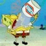 Spongebob drinking the clorox