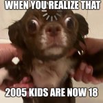 Confused Tutti | WHEN YOU REALIZE THAT; 2005 KIDS ARE NOW 18 | image tagged in confused tutti | made w/ Imgflip meme maker