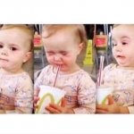 Baby drinking reaction