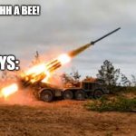 Boys VS Girls Part 2 | BOYS:; GIRLS AHH A BEE! | image tagged in missile artillery,bees | made w/ Imgflip meme maker