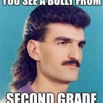 mullet  | YOU SEE A BULLY FROM; SECOND GRADE | image tagged in mullet | made w/ Imgflip meme maker