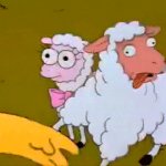 Homer pushes sheep