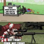Waldo Snipes Change My Mind Guy | I KNOW WHERE WALDO IS AND I CAN TELL YOU IF YOU ASK; NOT TODAY PUNK, NOT TODAY | image tagged in waldo snipes change my mind guy | made w/ Imgflip meme maker