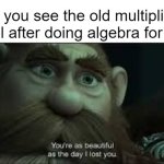 I miss when x just meant multiplication | When you see the old multiplication symbol after doing algebra for years: | image tagged in you're as beautiful as the day i lost you,memes,math | made w/ Imgflip meme maker