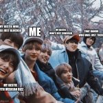 mexican rizz | MY BESTIE WHO WAS JUST BLOCKED; ME; THAT RANDO WHO WAS JUST THERE; MY BESTIE WHO'S JUST CONFUSED; MY BESTIE WITH MEXICAN RIZZ | image tagged in skz supremacy | made w/ Imgflip meme maker