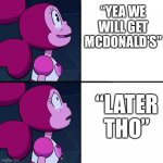 Mcdonalds | “YEA WE WILL GET MCDONALD’S”; “LATER THO” | image tagged in spinel | made w/ Imgflip meme maker