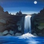 Blue Waterfall at Night