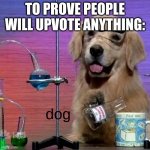 lets anger the fun stream a lil' eh? | TO PROVE PEOPLE WILL UPVOTE ANYTHING:; dog | image tagged in memes | made w/ Imgflip meme maker