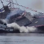 Large warship defeated by small boat