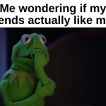 Scary vibe | Me wondering if my friends actually like me : | image tagged in kermit worried face,memes,funny,relatable,friends,front page plz | made w/ Imgflip meme maker