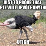 Just to prove that people will upvote anything | JUST TO PROVE THAT PEOPLE WILL UPVOTE ANYTHING; OTICH | image tagged in otich | made w/ Imgflip meme maker