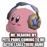 Pets | ME  HEARING MY PETS PAWS COMING TO ME AFTER I CALL THERE NAME | image tagged in gifs,kirby | made w/ Imgflip video-to-gif maker