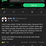Tucker Carlson Gab hot takes