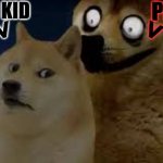 scary | PITBULL; RANDOM KID; <; < | image tagged in calm doge scary doge | made w/ Imgflip meme maker