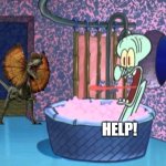 Dilophosaurus Drops By Squidward's House | HELP! | image tagged in who dropped by squidward's house,jurassic park,jurassic world,dinosaurs | made w/ Imgflip meme maker