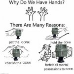 The entire Star Wars fanbase be like: | GONK; GONK; GONK; GONK | image tagged in why do we have hands all blank,gonk,star wars,funny,memes | made w/ Imgflip meme maker