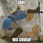 Link and zelda | JAVI; HIS CRUSH | image tagged in link and zelda | made w/ Imgflip meme maker