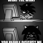 Sonic Computer | WHAT THE WHAT; YOU PEOPLE DISGUST ME | image tagged in sonic computer | made w/ Imgflip meme maker
