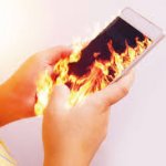 Phone on fire in hands