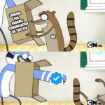 Checkmark Punch | LOOKING FOR ORGANIC CONVERSATION ON TWITTER; ME | image tagged in mordecai punches rigby through a box | made w/ Imgflip meme maker