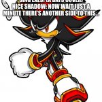 Exes! | (KNUCKLES AND NICE SHADOW SING EXES! (A BATS COVER) NICE SHADOW: NOW WAIT JUST A MINUTE THERE’S ANOTHER SIDE TO THIS… | image tagged in shadow the hedgehog,sonic exe | made w/ Imgflip meme maker
