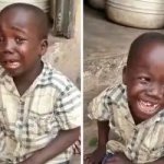 A Boy Crying And Laughing at the Same Time