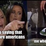Karen Carpenter and Smudge Cat | americans saying that canadians are americans; me who doesn't care | image tagged in karen carpenter and smudge cat | made w/ Imgflip meme maker