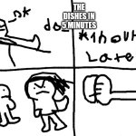 Do it in 5 minutes | THE DISHES IN 5 MINUTES | image tagged in do it in 5 minutes | made w/ Imgflip meme maker