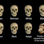 Skull idiot | People who squeeze the middle of the toothpaste | image tagged in skull idiot,toothpaste | made w/ Imgflip meme maker
