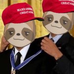 MAGA sloth gives self an award