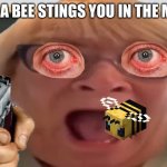 Angry Grandma | WHEN A BEE STINGS YOU IN THE MOUTH | image tagged in angry grandma | made w/ Imgflip meme maker