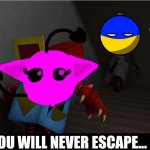 Wanna you think | UKRAINE COUNTRYBALLS: ? ME; YOU WILL NEVER ESCAPE... | image tagged in boxy boo says blank,countryballs | made w/ Imgflip meme maker
