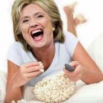 Hillary Clinton w. popcorn watching Extreme MAGA destroy the GOP