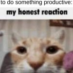 Funniez | When my parents tell me to do something productive: | image tagged in my honest reaction,memes,fun | made w/ Imgflip meme maker