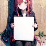 Anime girl holding sign