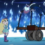 Star standing near Tom's floating body