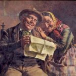 Old Man and Woman Reading Newspaper