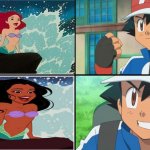 ash ketchum's reaction to ariel | image tagged in ash ketchum's reaction,ash ketchum,ariel,pokemon,the little mermaid | made w/ Imgflip meme maker