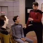 DATA AND WESLEY LISTEN TO RIKER