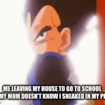 *Devious smile* | ME LEAVING MY HOUSE TO GO TO SCHOOL BUT MY MOM DOESN’T KNOW I SNEAKED IN MY PHONE | image tagged in gifs,vegeta | made w/ Imgflip video-to-gif maker