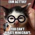 ERM!! ACTUALLY | ERM ACTTULY; YOU CAN'T PIRATE MINECRAFT | image tagged in erm actually | made w/ Imgflip meme maker