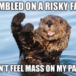 Let’s goooooooo | GAMBLED ON A RISKY FART; DIDN’T FEEL MASS ON MY PANTS | image tagged in otter celebration | made w/ Imgflip meme maker
