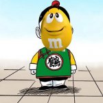 Yellow M&M as Chiaotzu